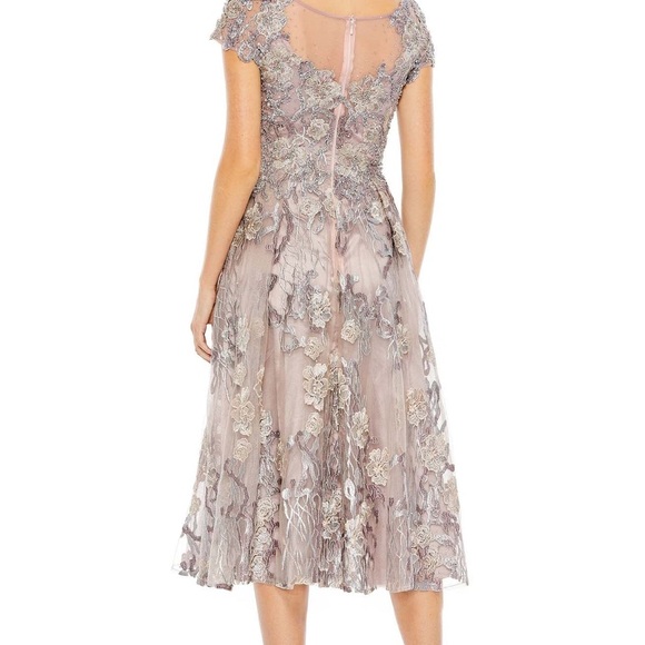 Mac Duggal STYLE# 20315 Sheer Neckline Floral Dress, EMBELLISHED CAP SLEEVE SZ 6 - Picture 3 of 8